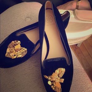 SOLD...Tory Burch velvet Heart Sequin flats